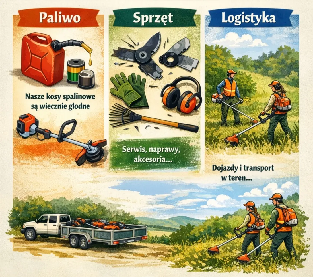 infografika pokazująca stałe koszty podczas akcji czynnej ochrony przyrody i środowiska